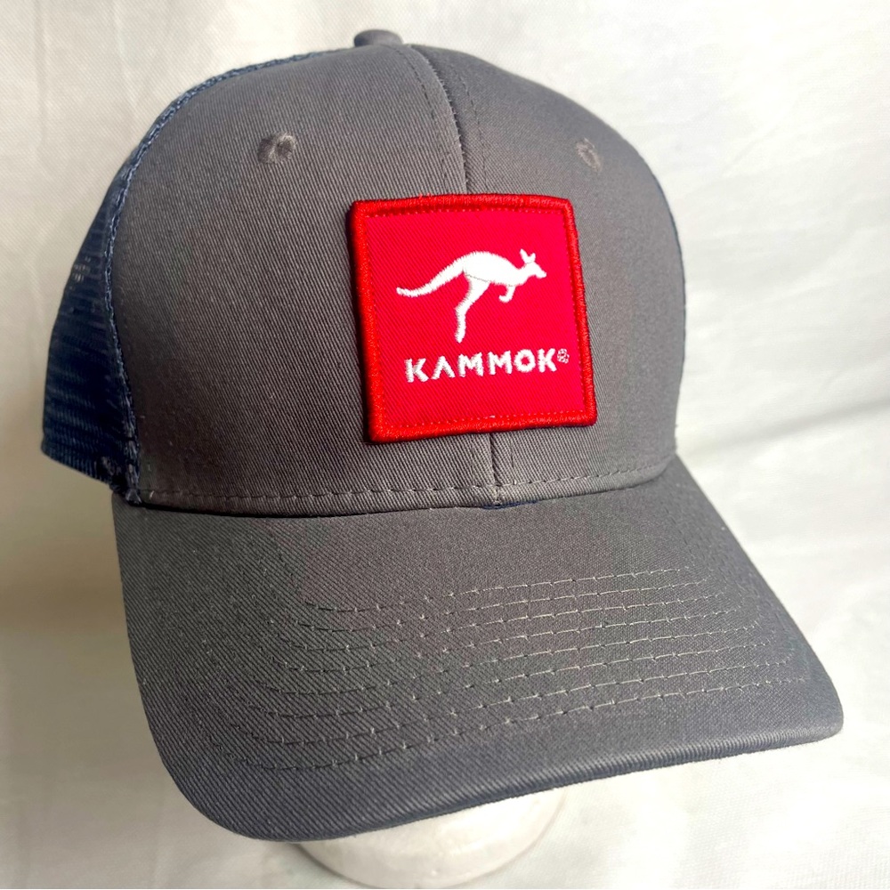Kammok Trucker Hat Red Kangaroo Logo Gray Unisex Mesh Adjustable Snapback Cap